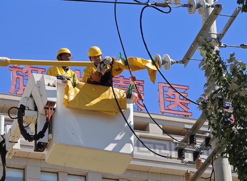 阿拉善供電公司迎夏峰帶電消缺，保醫(yī)電“汗”衛(wèi)民生